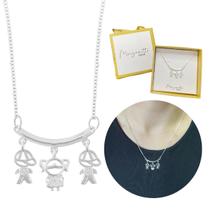 Colar mãe Prata 925 delicado Filhos banhada menina menino