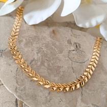 Colar Malha Folha Banhado Ouro Izagi Colar Malha Folha Banhado Ouro Izagi