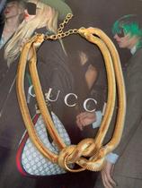 Colar malha Maxi da moda modelo com Nó em Prata e Ouro