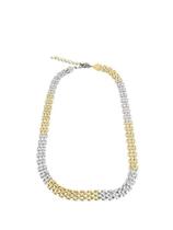 Colar Malha Relógio Bicolor Folheado A Ouro E Rodio