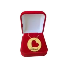 Colar Mandala Coração Nome dos Filhos, Filhas ou Frase Folheado Ouro 18k