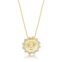 Colar Mandala Espirito Santo Zirconias Cristais Banhado Ouro 18k Colar Mandala Espirito Santo Zirconias Cristais Banhado Ouro 18k
