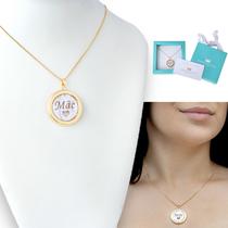 Colar Mandala Madrepérola Mãe Banhado Ouro Semijoia Estilo