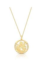 Colar mandala são jorge com cravação lateral banhado a ouro - zircônia e corrente veneziana