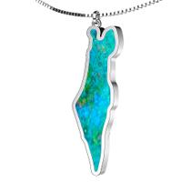 Colar mapa de israel prata com pedra eilat 950