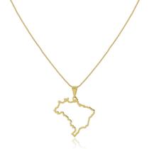 Colar Mapa Do Brasil Patriota Banhado A Ouro 18k