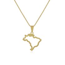 Colar Mapa do Brasil Semi Joia Banhado Ouro 18k Presente Ideal Aniversario Mae Esposa