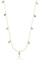 Colar Maria Corrente de Elos Com Zircônias Redondas Coloridas banhado em ouro 18k