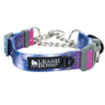 Colar Martingale Leash Boss Steel Chain, nylon reflexivo