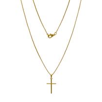 Colar Masculino 70cm Pingente de Cruz Crucifixo Folheado Ouro 18K Softjoias