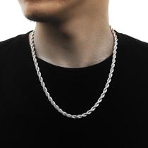 Colar masculino aço inoxidável prata corrente cordão baiano/ Não oxida/ Presente para homem
