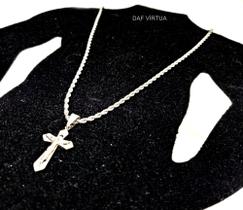 Colar MASCULINO Baiano Aço inoxidável 60cm + Pingente Cruz Colar MASCULINO Baiano Aço inoxidável 60cm + Pingente Cruz