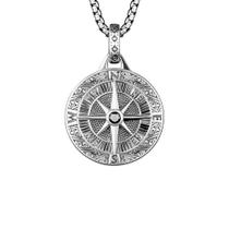 Colar masculino com pingente de bússola prateada para amantes de aventuras Colar masculino com pingente de bússola prateada para amantes de aventuras