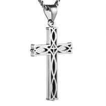 Colar masculino com pingente de cruz celta de aço inoxidável, prata Colar masculino com pingente de cruz celta de aço inoxidável, prata