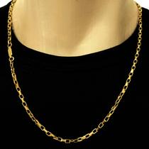 Colar Masculino Corrente Tijolinho 4mm Cordão Banhado Ouro Colar Masculino Corrente Tijolinho 4mm Cordão Banhado Ouro