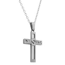 Colar Masculino Crucifixo Jesus em Aço Inox Brilhante - 50cm