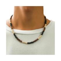 Colar Masculino De Verão Com Contas De Madeira, Estilo Surfista, Feito À Mão, Geométrico, Tribal, Colar Masculino De Verão Com Contas De Madeira, Estilo Surfista, Feito À Mão, Geométrico, Tribal,