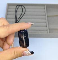 Colar Masculino e Feminino Cordão Algodão Fio encerado Preto Ajustável com Pingente Placa chapa escrito Jesus aço Inox