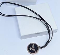 Colar Masculino e Feminino Cordão Fio encerado Ajustável Preto Pingente Medalha Divino espirito santo Pomba Aço Inox Colar Masculino e Feminino Cordão Fio encerado Ajustável Preto Pingente Medalha Divino espirito santo Pomba Aço Inox