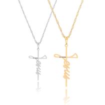 Colar Masculino feminino Cruz Jesus Cristo crucifixo em aço Inox prata Dourado Folheado gargantilha