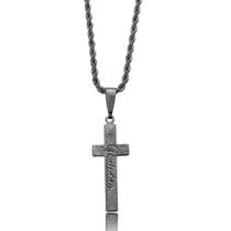 Colar Masculino/Feminino Gratidão em Aço Inoxidável Grafite
