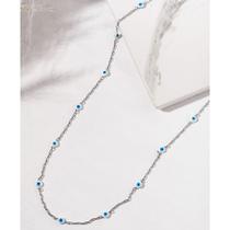 Colar Masculino Longo Olho Grego Prateado Colar Masculino Longo Olho Grego Prateado