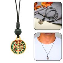Colar masculino medalha são bento no cordão regulável colorido