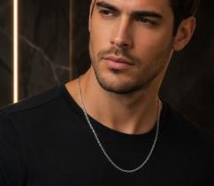 Colar Masculino Minimalista Aço Inoxidável Fino - Corrente Veneziana Prata Não Oxida