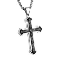 Colar Masculino OLEVS com Pingente Cruzado - Aço Inoxidável (Preto e Prata) Colar Masculino OLEVS com Pingente Cruzado - Aço Inoxidável (Preto e Prata)