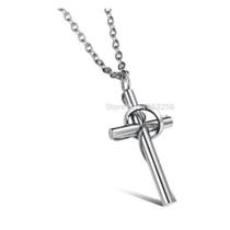Colar Masculino Pingente Cruz E Anel Em Aço Liso