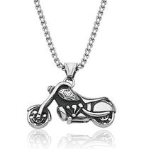 Colar Masculino Pingente Moto Em Aço Liso