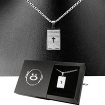 Colar Masculino placa pai nosso corrente pingente original