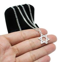 Colar Masculino Prata 925 Legítima + Estrela De Davi