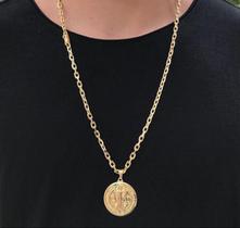 Colar Masculino São Bento Folheada A Ouro 18K Colar Masculino São Bento Folheada A Ouro 18K