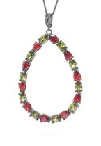 Colar Max gota esmeralda e rubi