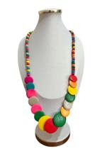 Colar Maxi Colorido Amadeirado Feminino Elegante Sofisticado