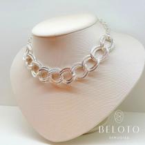Colar maxi elos duplos com regulagem banhado em prata 925