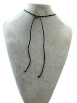 Colar mAXI Feminino com Pedras detalhes em bola Cordão Camurça Colar mAXI Feminino com Pedras detalhes em bola Cordão Camurça