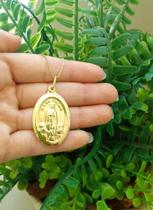 Colar Medalha 3cm Nossa Senhora de Fátina Banho Ouro Colar Medalha 3cm Nossa Senhora de Fátina Banho Ouro