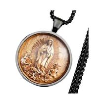 Colar Medalha De Vidro Da Virgem Maria Nossa Senhora De Guadalupe Em Ouro, Prata E Aço Inoxidável,