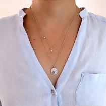 Colar Medalha Estrela 5 Pontas Cravejada Colar Medalha Estrela 5 Pontas Cravejada