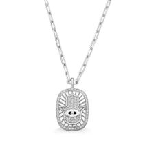 Colar medalha hamsa cravejado joia de prata luxo exclusivo moverich