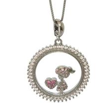 Colar Medalha Mãe e Filhos - Menina pink ródio negro