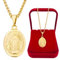 Colar Medalha Milagrosa Nossa Senhora Das Graças Banhado a Ouro 18k