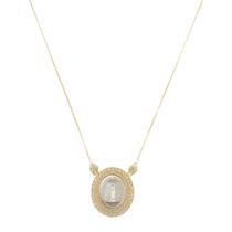 Colar medalha nossa senhora aparecida zircônias folheado a ouro 18k