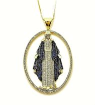 Colar Medalha Nossa Senhora Das Graças Zirconias Banho De Ouro 18k 4329