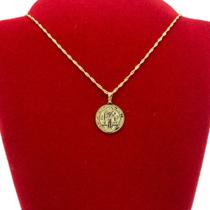 Colar Medalha Proteção Religioso Folheado Ouro São Jorge NS