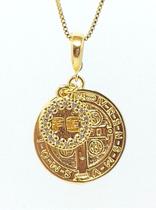 Colar Medalha São Bento com fé cristal