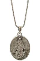 Colar Medalha São Bento oval ródio negro