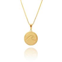 Colar Medalha Sol Mar Sal Banhado a Ouro 18k